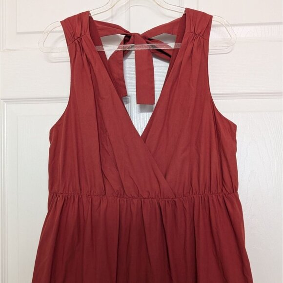 Marie Oliver Gabbie Tiered Dress Womens Size 4 V Neck Clay Brick Red Sleeveless - Picture 2 of 11